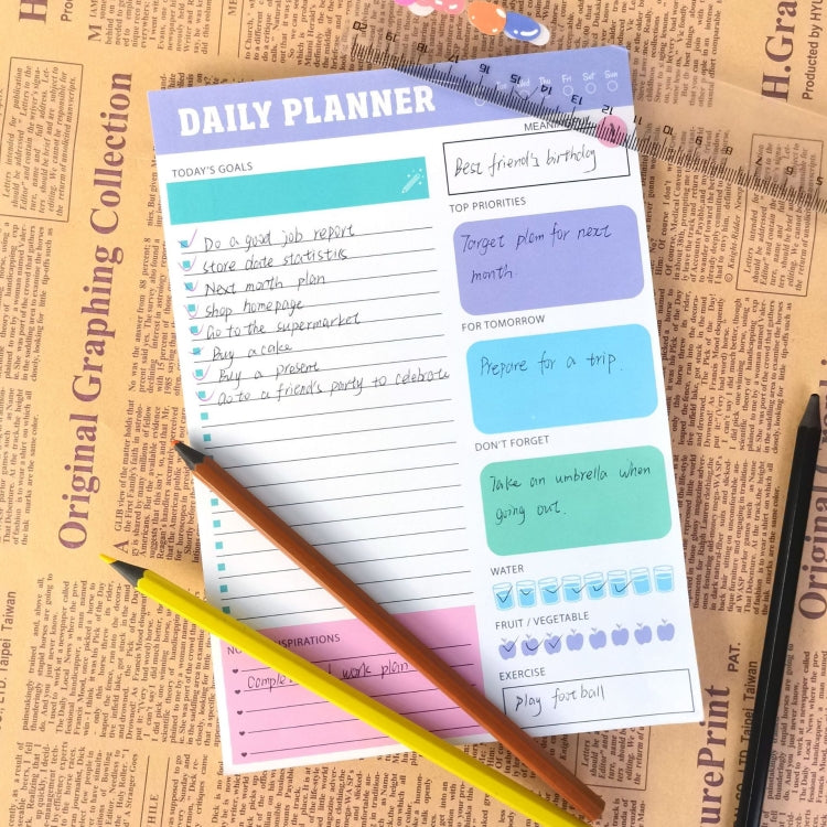 60pages /Book Weekly Planning Note Pad Schedule Time Management Planning Notebook, JH002