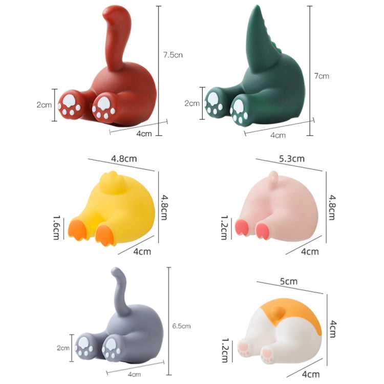 Cartoon Animal Punch-free Hook Traceless Plug Holder Bathroom Cute Toothbrush Hanger, Dinosaur Tail, Cat Tail, Lattice Tail, Pigs Tail, Corgi Tail, Duck Tail