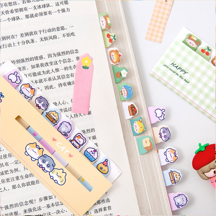 120sheets /Set Kawaii Sticky Tab Note Page Marker Writable and Repositionable File Flags, Dog, Fruit, Girl, Flower, Bear, Cat