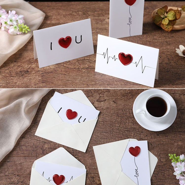 3D Heart Valentine Day Greeting Card Blessings Messages Cards with Envelopes, ECG, I Heart U, Balloon, Palm