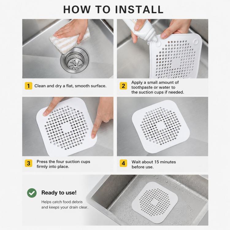 Floor Drain Pad With Suction Pad Kitchen Bathroom Anti Clogging Hair Strainer Sewer Floor Drain Plugs