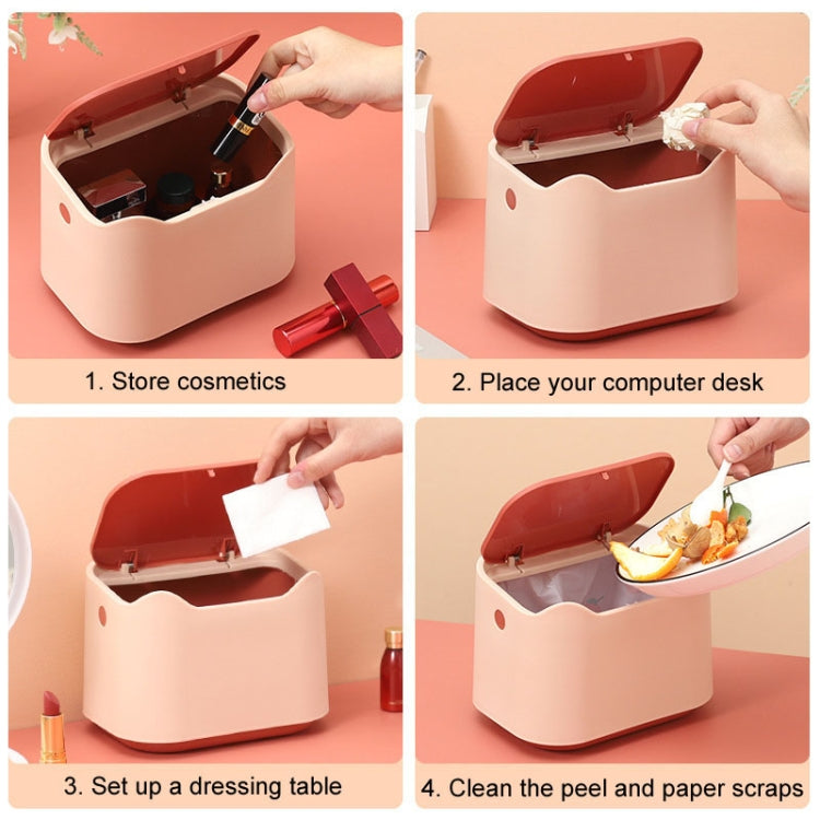 Push Type Desktop Wastebasket Small Odor-Isolating Pet Litter Pan, 17.8 x 13 x 13.5cm