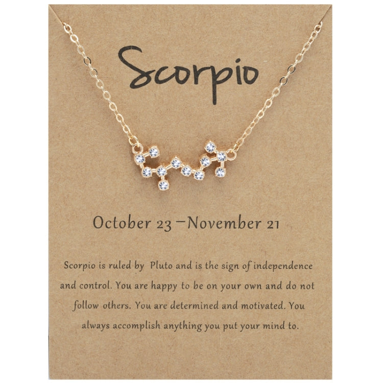 12 Zodiac Signs With Diamonds Necklace Card Rhinestones Collarbone Chain Pendant, Scorpio Golden, Sagittarius Golden, Capricorn Golden, Taurus Golden, Pisces Golden, Leo Golden, Libra Golden, Cancer Golden, Aquarius Golden, Virgo Golden, Aries Golden  ...