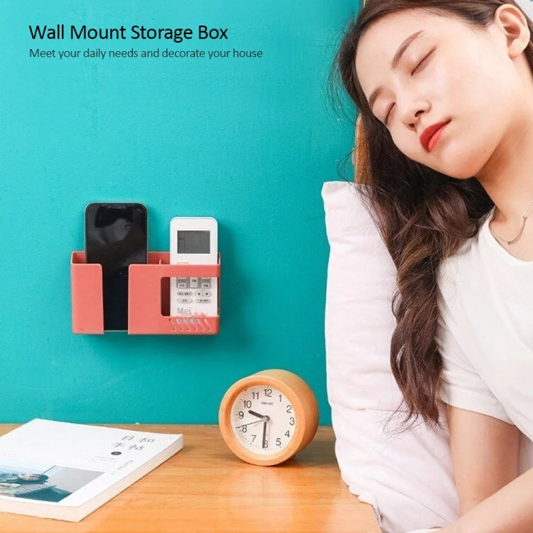 Double Grid Wall-Mounted Storage Box Remote Control Sundries Organizer Mobile Phone Charging Holder, Double Red, Double Yellow, Double Blue
