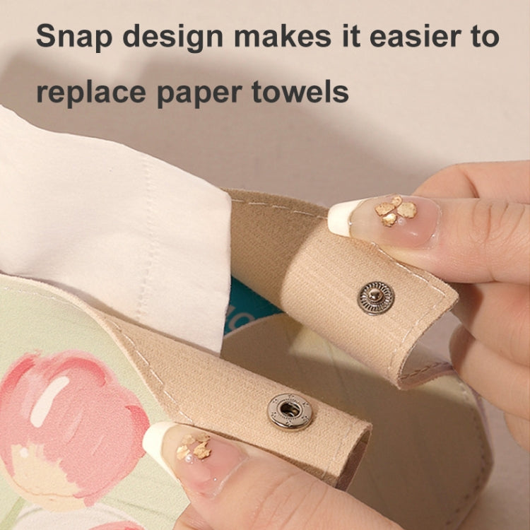 Oil Printed Leather Tissue Box Living Room Decorative Tissue Storage Bag, Pink, Purple, Yellow, Blue Rose, Pink Rose, Yellow Sunflower