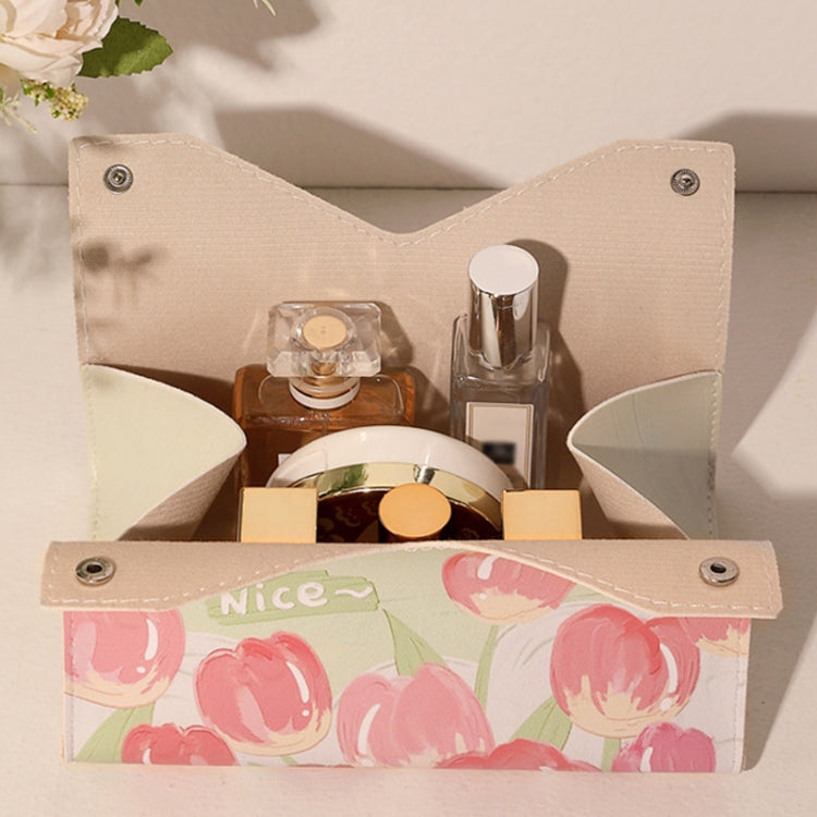 Oil Printed Leather Tissue Box Living Room Decorative Tissue Storage Bag, Pink, Purple, Yellow, Blue Rose, Pink Rose, Yellow Sunflower