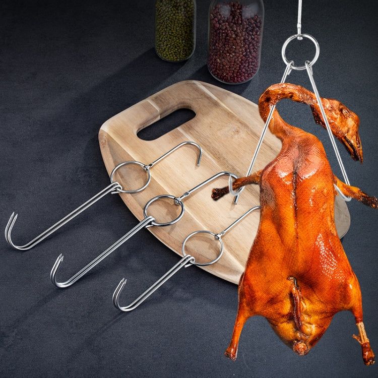 Stainless Steel Double Ring Duck Cooker Hanger Outdoor Barbecue Hanging Hook Stand, 3 Centi Small Ring 23cm, 3 Centi Small Wax Ring 24.5cm, 3 Centi Large Wax Ring 33cm, 3 Centi Medium Wax Ring 29cm, 4 Centi  Steel Thick Short 24cm                      ...