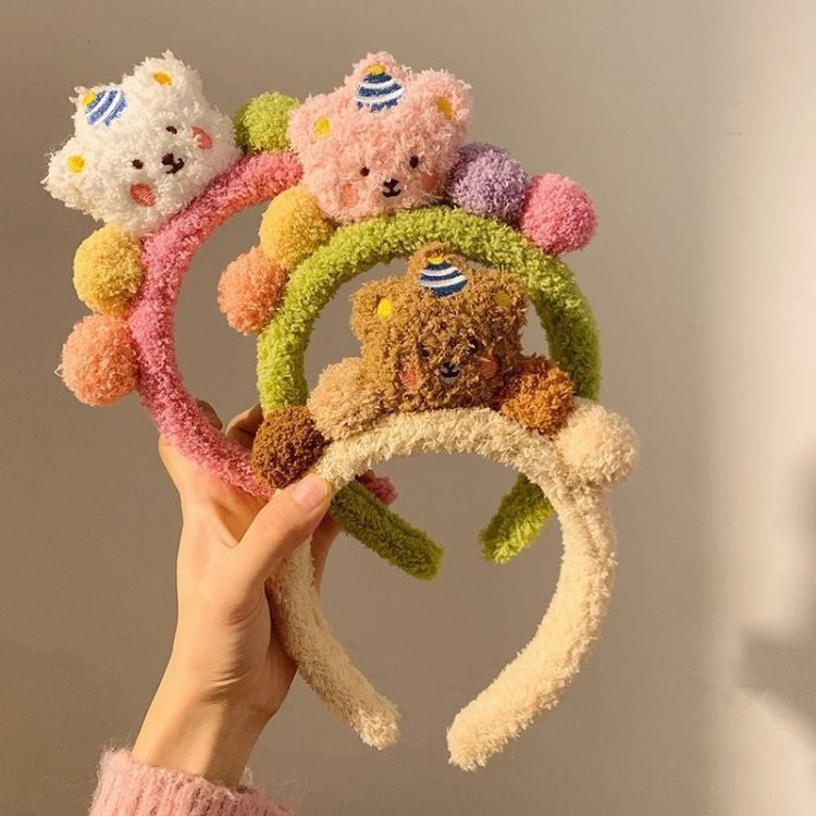 Cartoon Bear Hair Bands Plush Headdress Versatile Hairball Hair Accessories