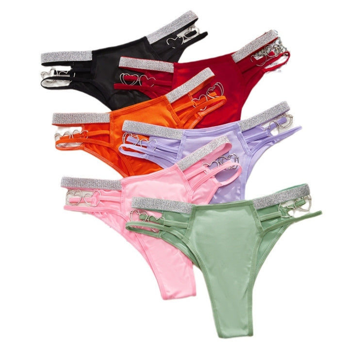 Women Sexy Heart Button Breathable Briefs Low Rise Thong, L