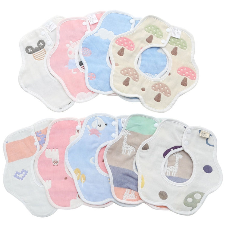 2pcs Dual Sided Newborn Baby Petal Waterproof Bib Six Layers Gauze Cotton Plum Bib, Cedar Pink