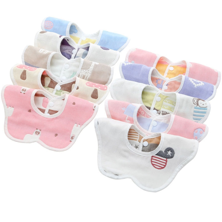 2pcs Dual Sided Newborn Baby Petal Waterproof Bib Six Layers Gauze Cotton Plum Bib, Cedar Pink