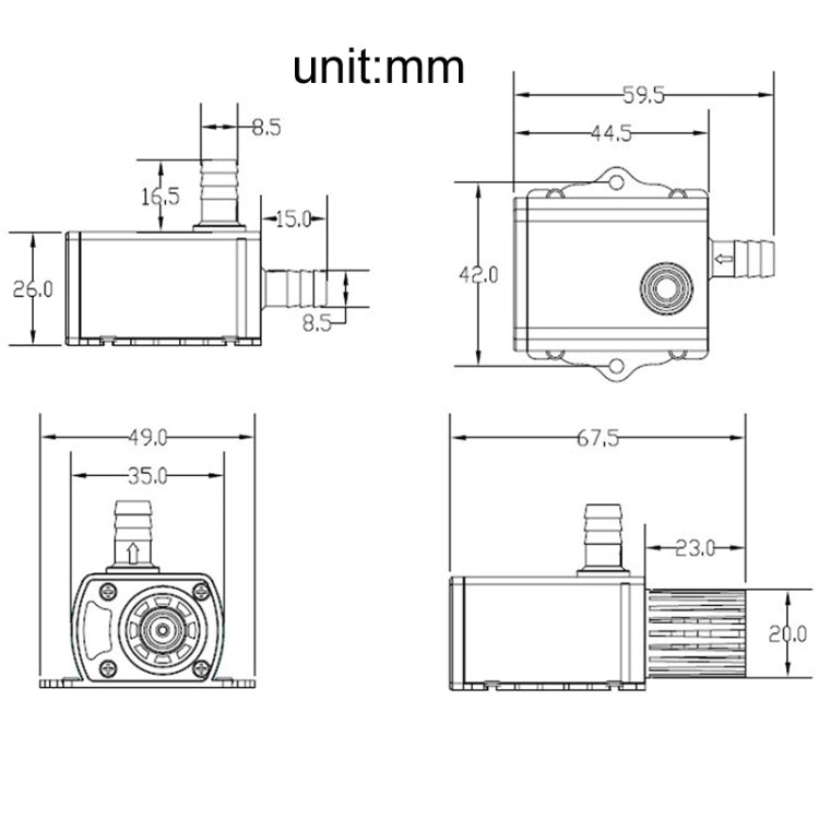 USB Power Supply Brushless Cold Water Circulating Fountain Water Pump, QR50A