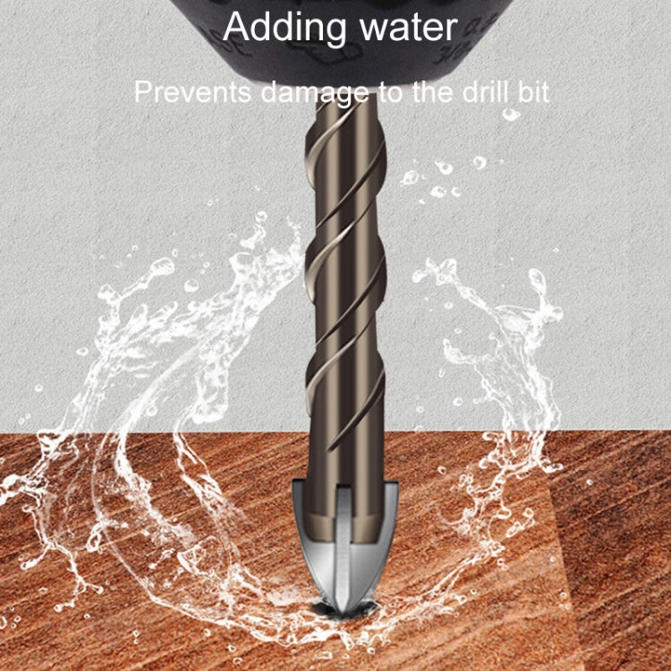Hexagonal Shank Spiral Flute Cross Alloy Drill Bits Glass Tile Four Edge Drivers, 3mm, 4mm, 5mm, 6mm, 8mm, 10mm, 12mm