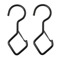 2pcs Household S Hooks For Hanging Metal Windproof Hooks With Safety Buckle, Black, White