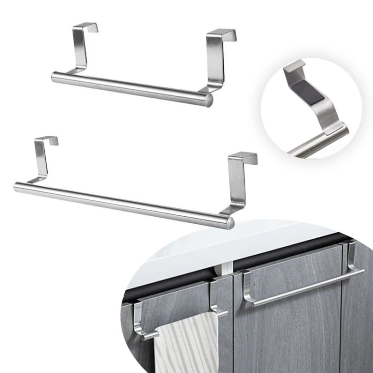 No-Punch Stainless Steel Over Door Towel Rack Cabinet Door Rag Hanging Holder, 23.5cm Silver, 23.5cm Black, 23.5cm White, 36.5cm Silver, 36.5cm Black, 36.5cm White
