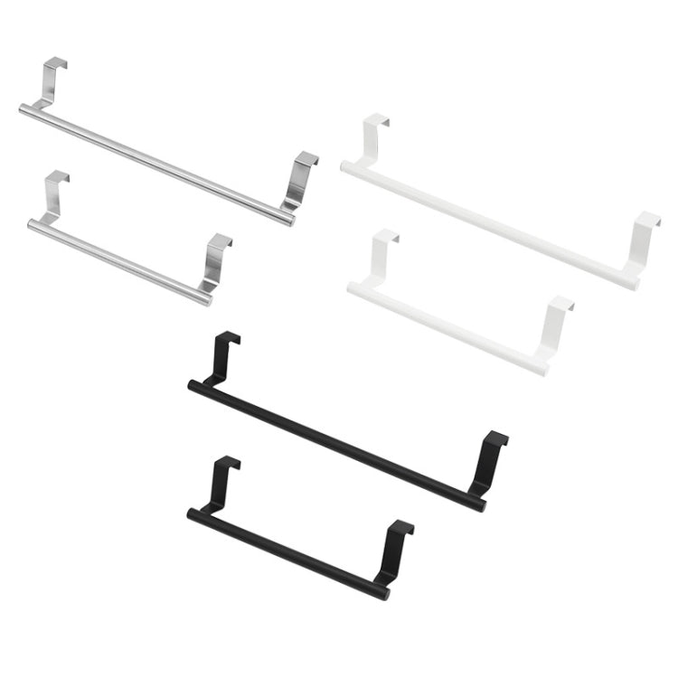 No-Punch Stainless Steel Over Door Towel Rack Cabinet Door Rag Hanging Holder, 23.5cm Silver, 23.5cm Black, 23.5cm White, 36.5cm Silver, 36.5cm Black, 36.5cm White