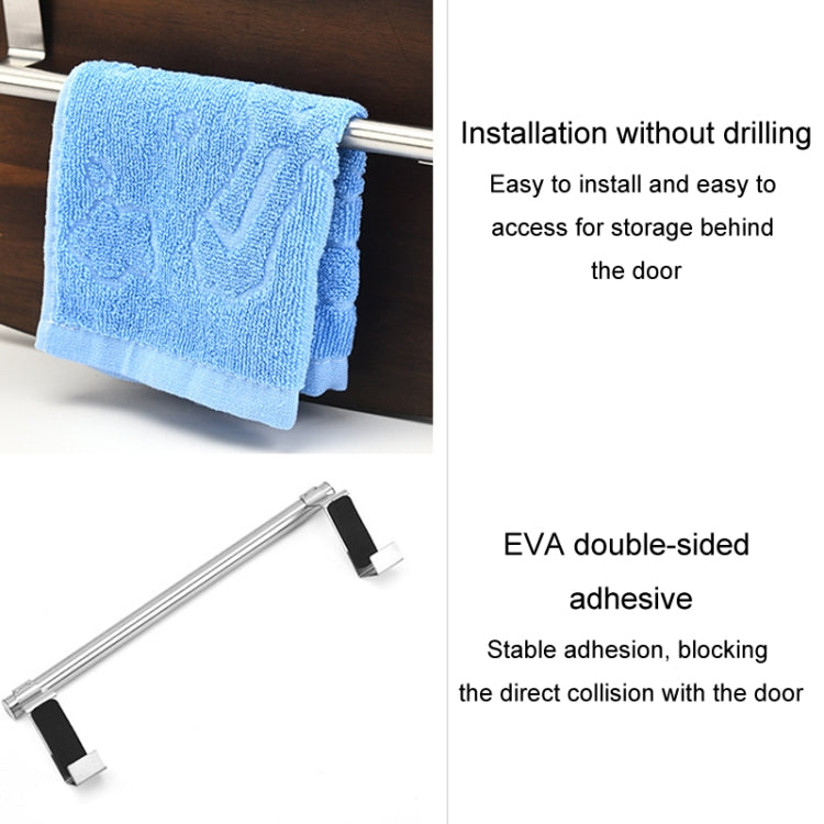 No-Punch Stainless Steel Over Door Towel Rack Cabinet Door Rag Hanging Holder, 23.5cm Silver, 23.5cm Black, 23.5cm White, 36.5cm Silver, 36.5cm Black, 36.5cm White