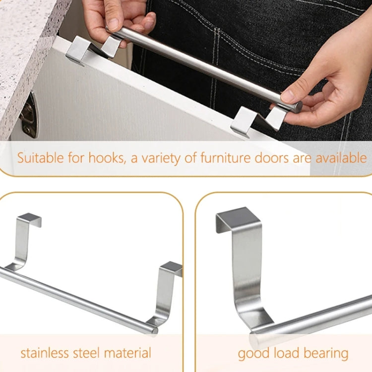 No-Punch Stainless Steel Over Door Towel Rack Cabinet Door Rag Hanging Holder, 23.5cm Silver, 23.5cm Black, 23.5cm White, 36.5cm Silver, 36.5cm Black, 36.5cm White