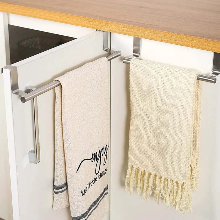 No-Punch Stainless Steel Over Door Towel Rack Cabinet Door Rag Hanging Holder, 23.5cm Silver, 23.5cm Black, 23.5cm White, 36.5cm Silver, 36.5cm Black, 36.5cm White