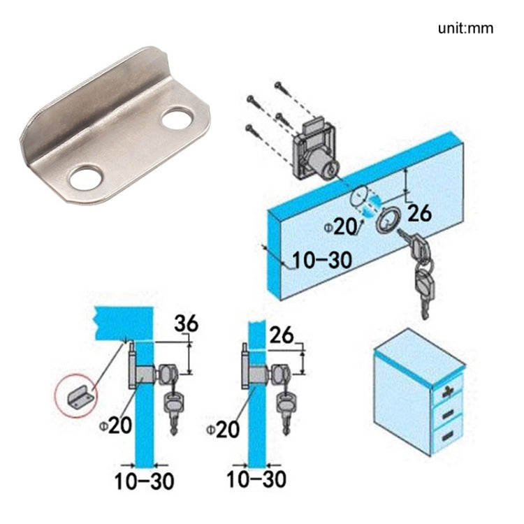 10pcs Lock Accessories L-Shaped Right Angle Office Drawer Lock Plate Furniture Parts Door Stopper
