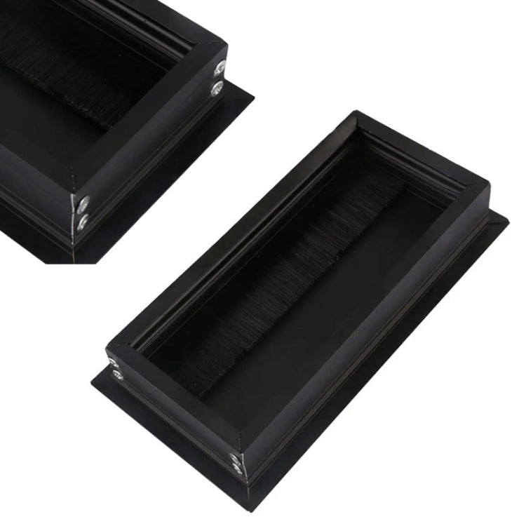 ABS Table Rectangle Wire Hole Cover Outlet Port With Brush PC Desk Cable Organizer, 80x80mm Black, 80x80mm Silver, 80x160mm Black, 80x160mm Silver, 80x160mm White, 100x200mm Silver
