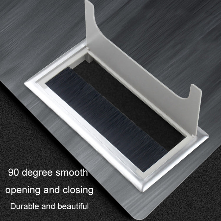 ABS Table Rectangle Wire Hole Cover Outlet Port With Brush PC Desk Cable Organizer, 80x80mm Black, 80x80mm Silver, 80x160mm Black, 80x160mm Silver, 80x160mm White, 100x200mm Silver