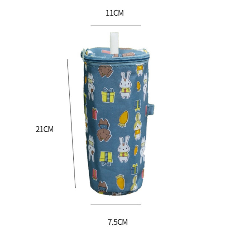 Portable Milk Tea Tote Bag Heat Preservation Eco-friendly Handbag Carrying Insulated Cup Cover, Lemon, Cats, Ice Cream, Bunny