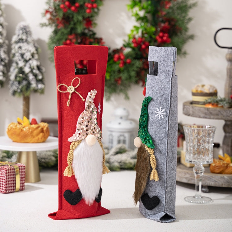 Christmas Cartoon Wine Bottle Cover Holiday Party Decoration Gift Bag, Red, Green, Pink, Black