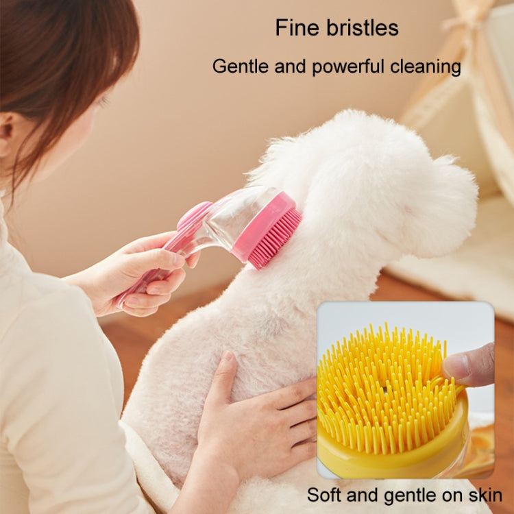 Long Handle Pet Bathing Brush Silicone Dogs Cats Cleaning Massage Brush Grooming Comb, Fine Teeth Yellow, Fine Teeth Blue, Fine Teeth Green, Coarse Teeth Yellow, Coarse Teeth Blue, Coarse Teeth Green