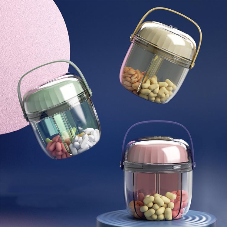 Portable Pill Box Sealed Waterproof Pill Dispenser Drugs Medicine Organizer Dispenser Box, Small Green, Small Pink, Small Gray, Large Green, Large Pink, Large Gray