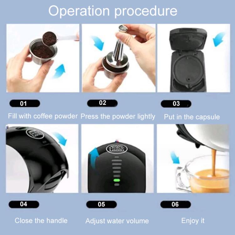 For Dolce Gusto Coffee Maker Stainless Steel Reusable Coffee Capsule Shell, Capsule+Brush And Scoop, Capsule+40mm Powder Hammer+Brush And Scoop