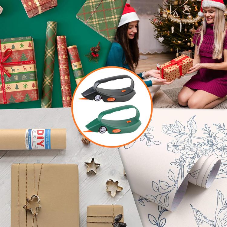 NBJ1 Roll Wrapping Paper Cutter with Handle Paper Cutter, Black, Green