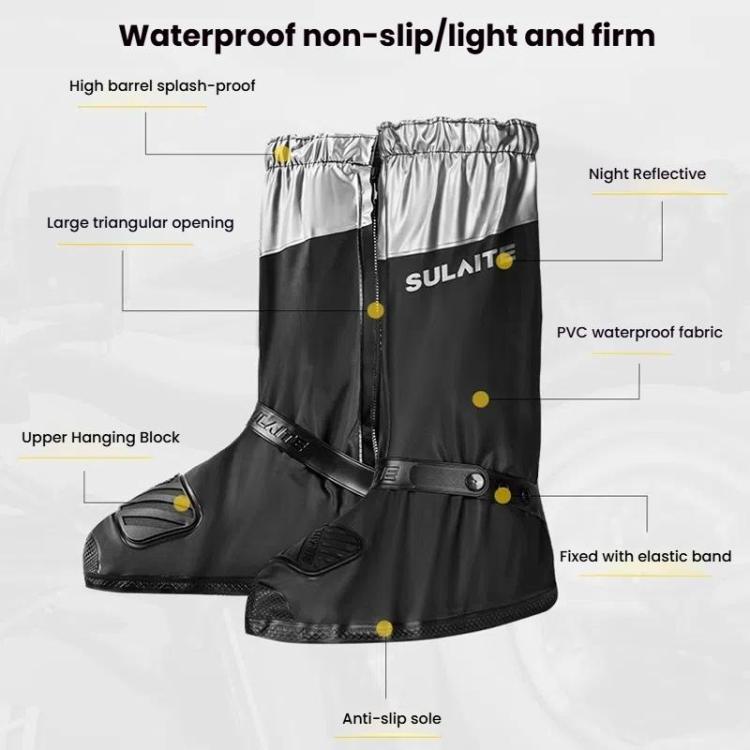 SULAITE Motorcycle Shoe Cover Thickened Anti-slip Wear-resistant Rain Shoes Outdoor Riding Adult Rain Boots, S, M, L, XL, 2XL