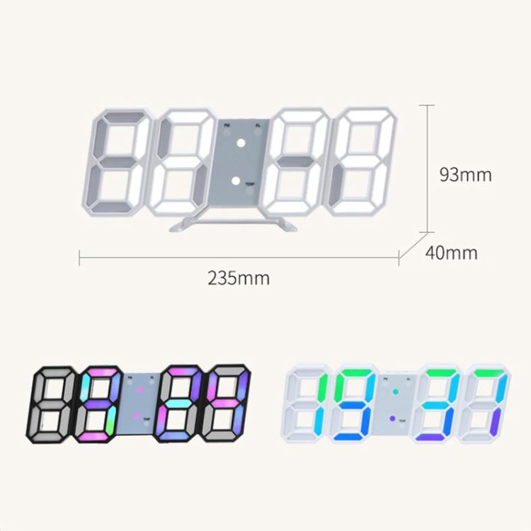 RGB Multicolor Electronic Wall Clock 3D Luminous Alarm Clock Living Room Digital Clock