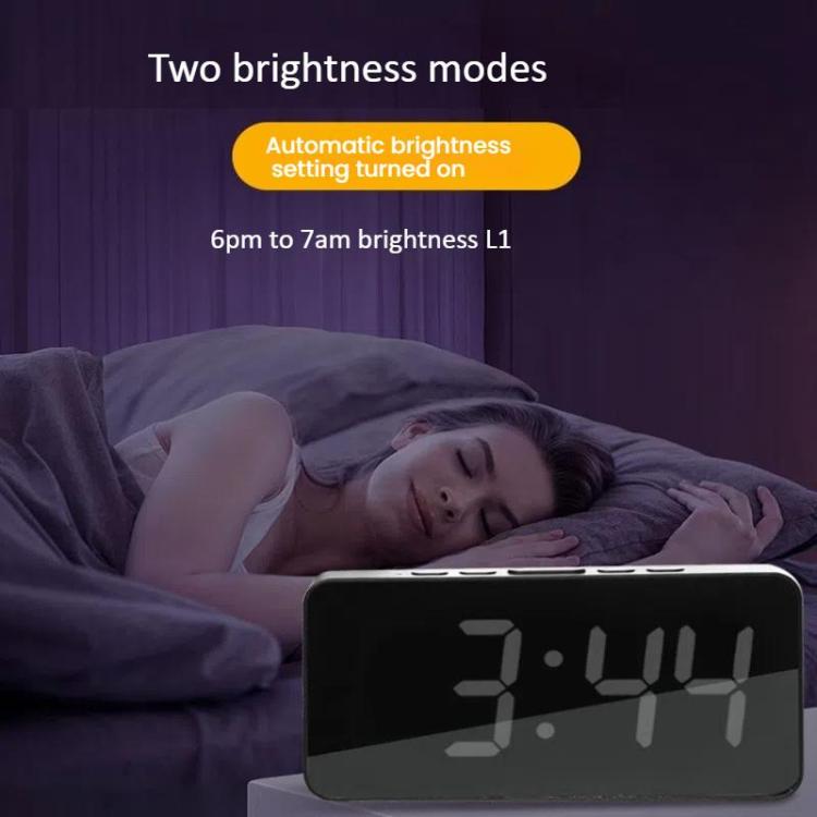 LED Mirror Digital Clock with Type-C Charging Port & 18650 Battery Compartment (Battery Not Included), White Shell White Light, Black Shell White Light, Black Shell Blue Light, White Shell Blue Light