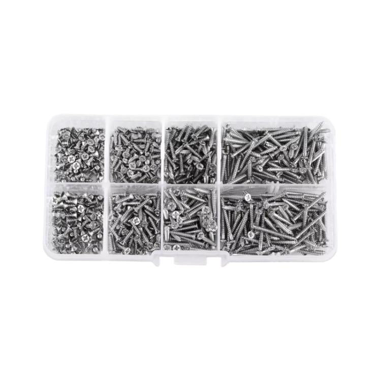 800pcs /Set Metric M2 Carbon Steel Phillips Self-Drilling Screw Kit, 800pcs /Set Round Head, 800pcs /Set Flat Head