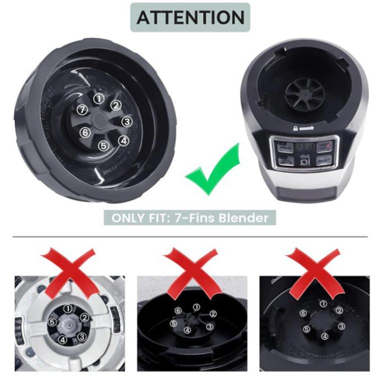 For Ninja BL480/BL482/BL642/BL682/NN102 Blender Accessories, 7-leaf Blade Holder + 2 Sealing Rings + Hook