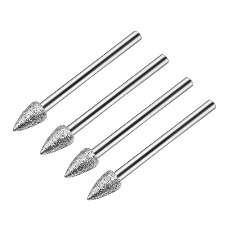 120 Mesh Pointed Diamond Grinding Head Diamond Fine Sanding Rod Jade Engraving Grinding Heads, 20pcs Pointed