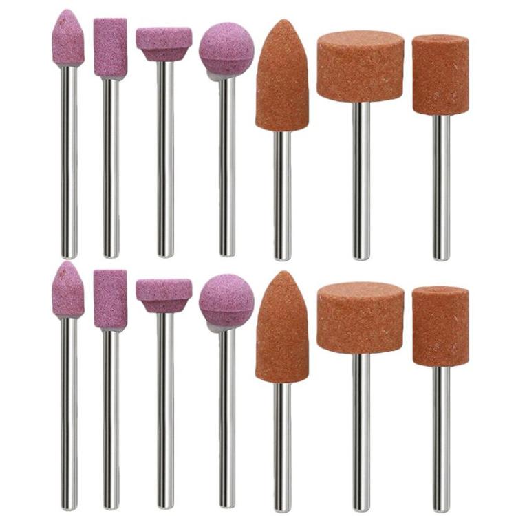 Mini Flintstone 3mm Shank Sanding and Polishing Head Grinding Wheel Corundum Grinding Heads, 2sets Pink+Orange