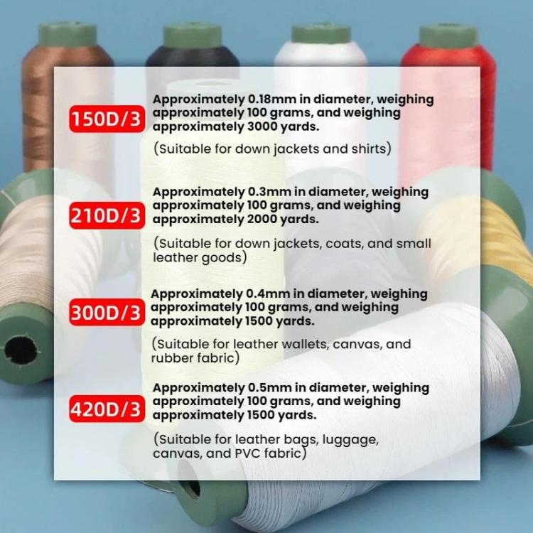 Household Strong Nylon Sewing Thread, 150D3 White, 150D3 Black, 210D3 White, 210D3 Black, 300D3 White, 300D3 Black, 420D3 White, 420D3 Black, 210D3 Navy, 210D3 Pink, 210D3 Red, 210D3 Gray, 420D3 Navy, 420D3 Yellow, 420D3 Gray