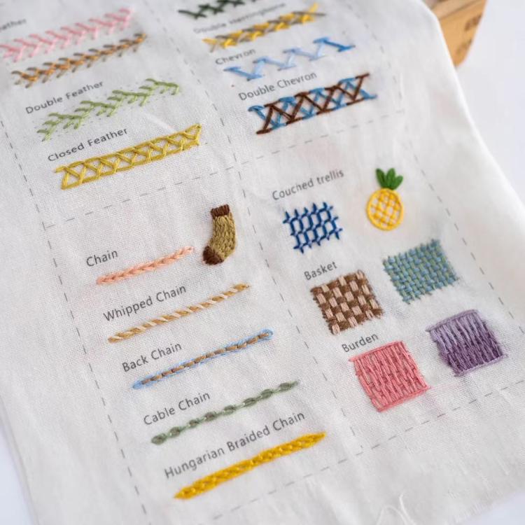 DIY Embroidery Stitch Book with 10 Pages for Hand Sewing and Linen Craft Enthusiasts, Only Book, Needle and Thread Combo, Sewing Kit