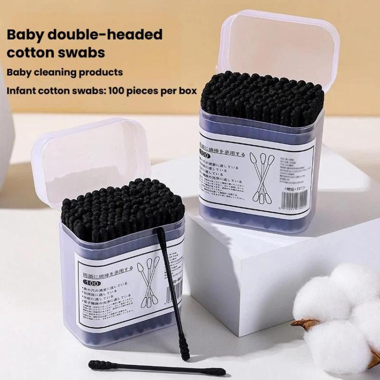 100pcs/Box Disposable Ear Pick Cotton Swabs Double-Ended Cotton Buds, Ear Pick + Spiral, Ear Pick + Circle, Circle + Spiral