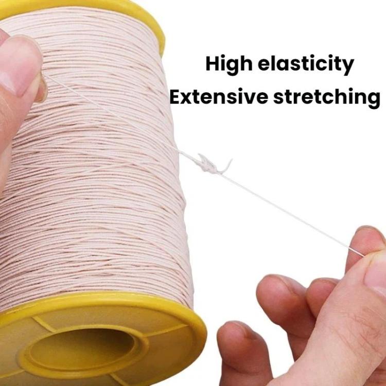 0.45mm Sewing Elastic Cord Rubber Band Core-coated Tag Elastic Thread, White, Gray, Black, Coffee, Navy