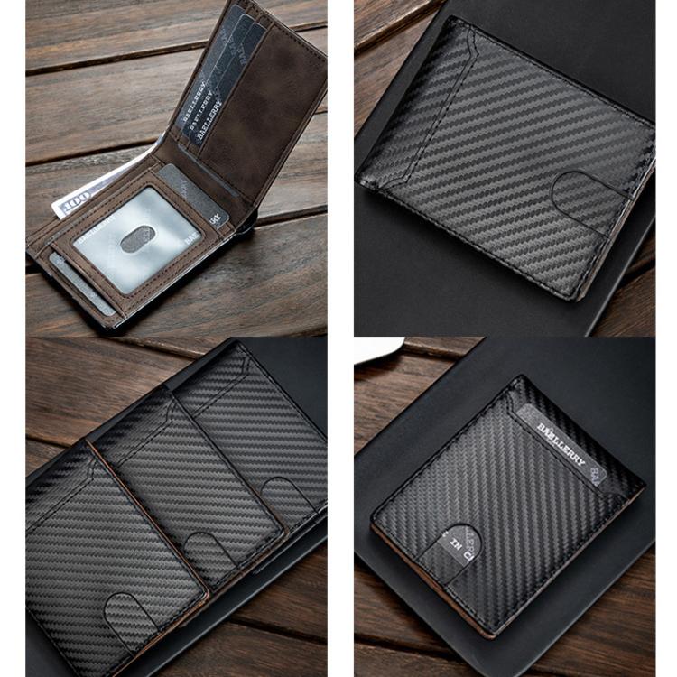 Baellerry D5125 Carbon Fiber Pattern Short Men Wallet Multi-Card Holder Minimalist Bi-Fold Card Case