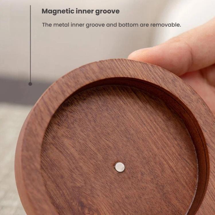 Magnetic Solid Wood Metal Ashtray Ash-Proof and Dust-Proof Design, Walnut Wood Square, Walnut Wood Round, Black Walnut Square, Ebony Wood Square, Dark Walnut Square