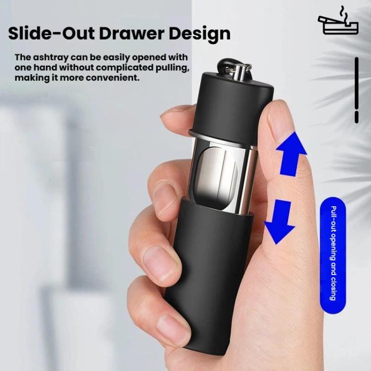 Portable Pocket Ashtray Slide-Out Drawer Mini Metal Lined Leak-Proof Ash Container for Outdoor, Car, Travel