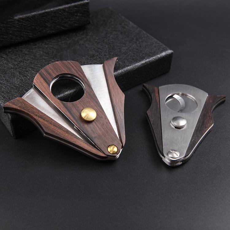 Sandalwood Cigar Scissors With Stainless Steel Double Blades Precision Cutter For Enthusiasts