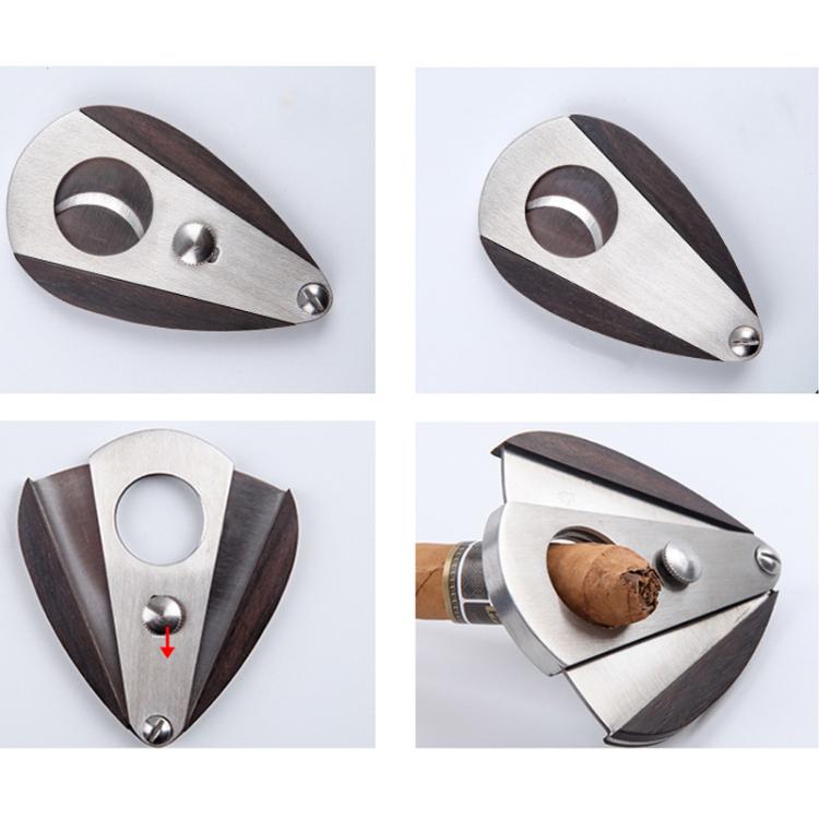 Sandalwood Cigar Scissors With Stainless Steel Double Blades Precision Cutter For Enthusiasts