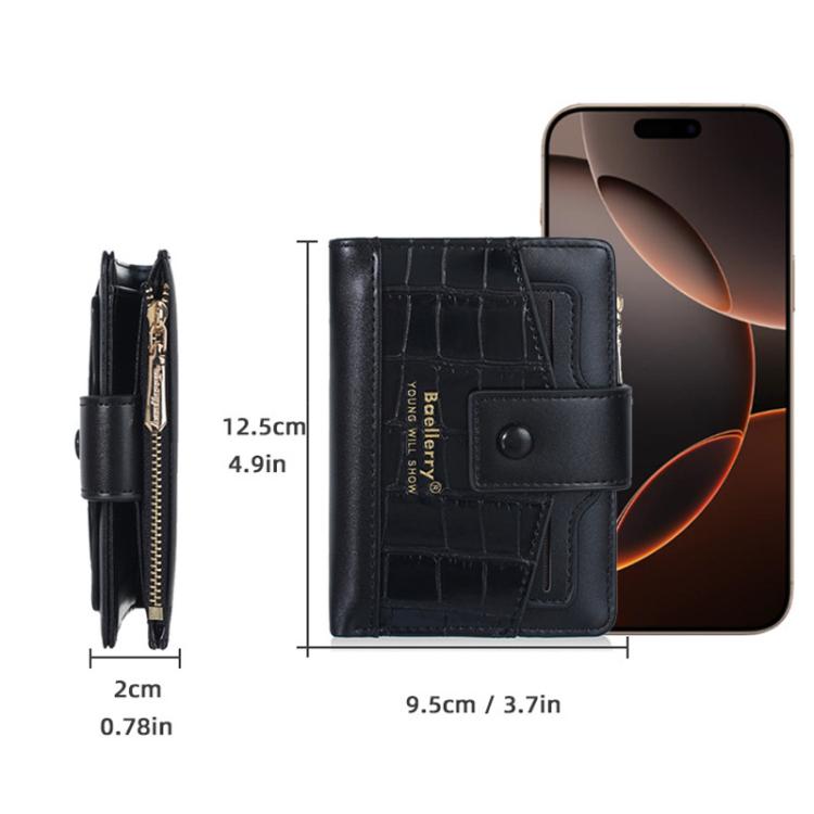 Baellerry N7102 Zipper Closure Women Wallet With Multiple Card Slots Compact Short Wallet
