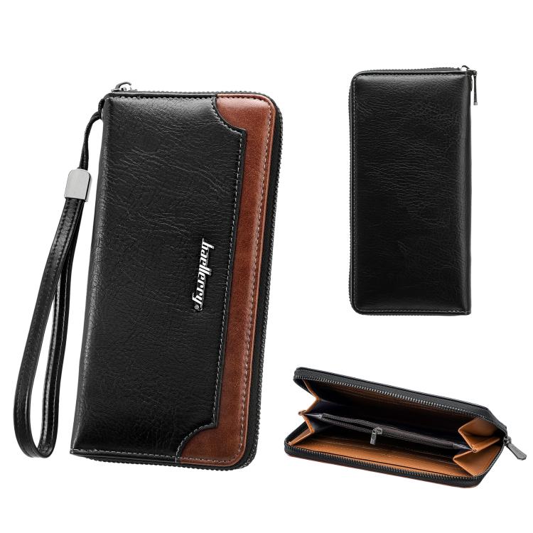 Baellerry C3167 Men Long Wallet Business Contrast-Color Zipper Clutch Multi-Card Slot Large Capacity Wallet